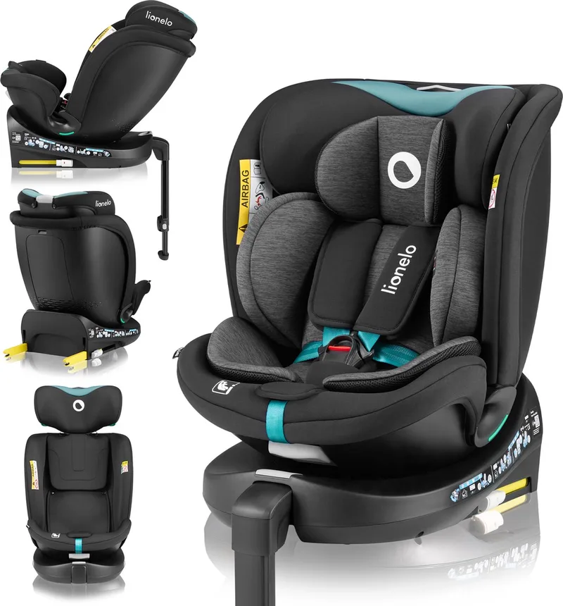 Navy i-Size Autostoel 40-150 cm - 360° Draaibare ISOFIX Autostoel - EasyTurn - Achterwaarts tot 105 cm - RWF & FWF - Verstelbare Rugleuning - Dri-Seat Ventilatie - R129 Goedgekeurd - Comfortabele Brede Zitting by Lionelo in Zwart – product photo