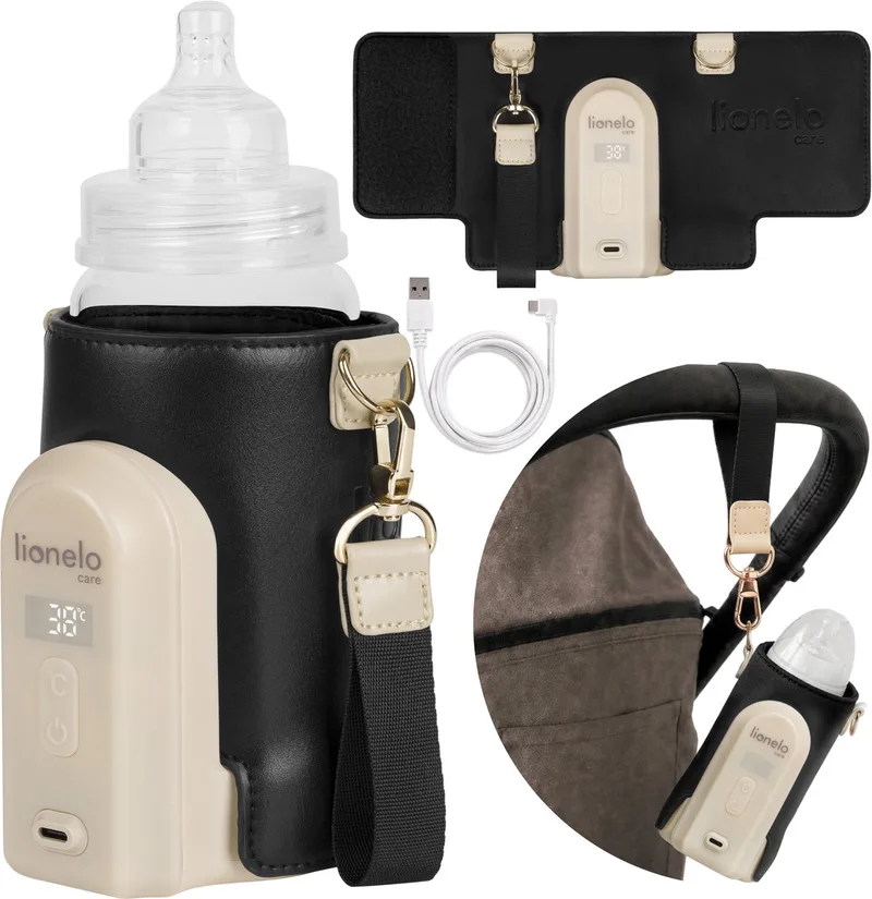 Thermup Go Evo Flessenwarmer - Mobiel - 5 Temperatuurniveaus - USB-C Opladen - Tot 9 Uur Warmte - Geschikt voor Glas en Plastic by Lionelo in ZWART – product photo