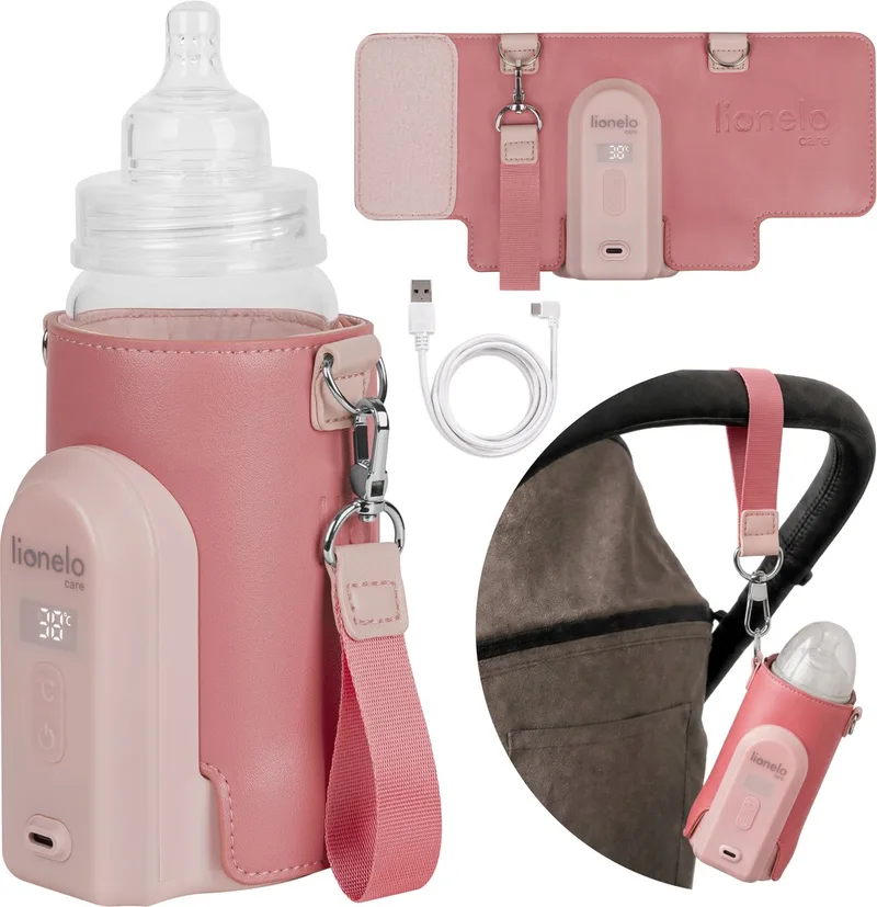 Thermup Go Evo Flessenwarmer - Mobiel - 5 Temperatuurniveaus - USB-C Opladen - Tot 9 Uur Warmte - Geschikt voor Glas en Plastic by Lionelo in Roze – product photo