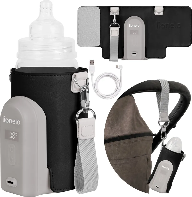 Thermup Go Evo Flessenwarmer - Mobiel - 5 Temperatuurniveaus - USB-C Opladen - Tot 9 Uur Warmte - Geschikt voor Glas en Plastic by Lionelo in Zwart – product photo