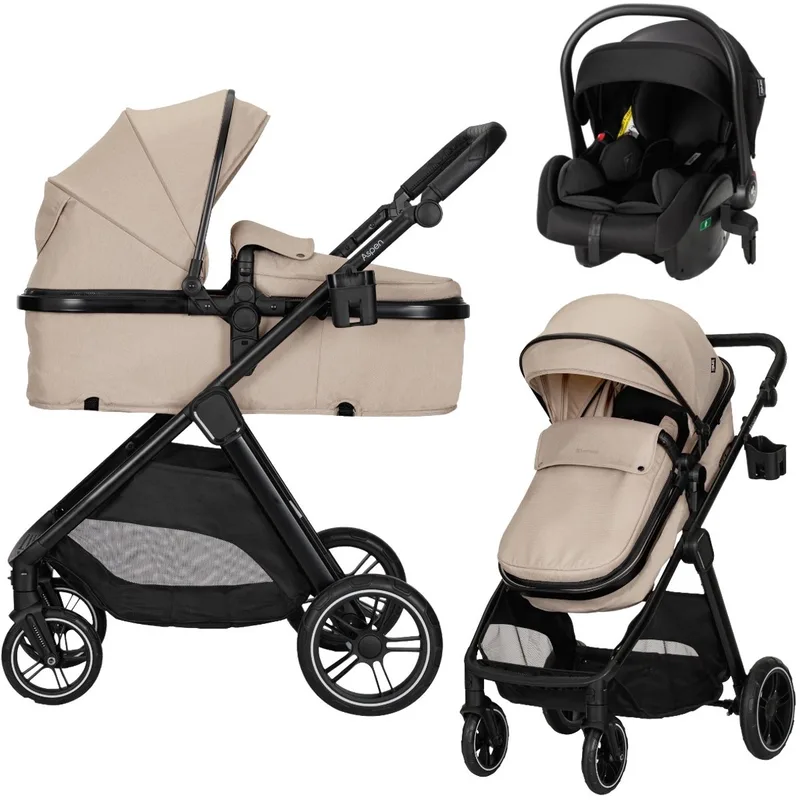 Aspen Cappuccino 3-in-1 Combi Kinderwagen incl. i-Size Autostoel by Lorelli in Beige – product photo