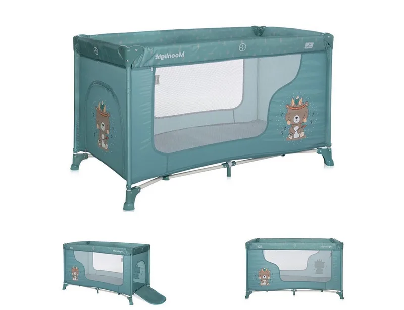 Baby-Reisebett Moonlight, ab Geburt, Laufstall, Seiteneingang, Tragetasche, Faltmatratze by Lorelli in Grün – product photo
