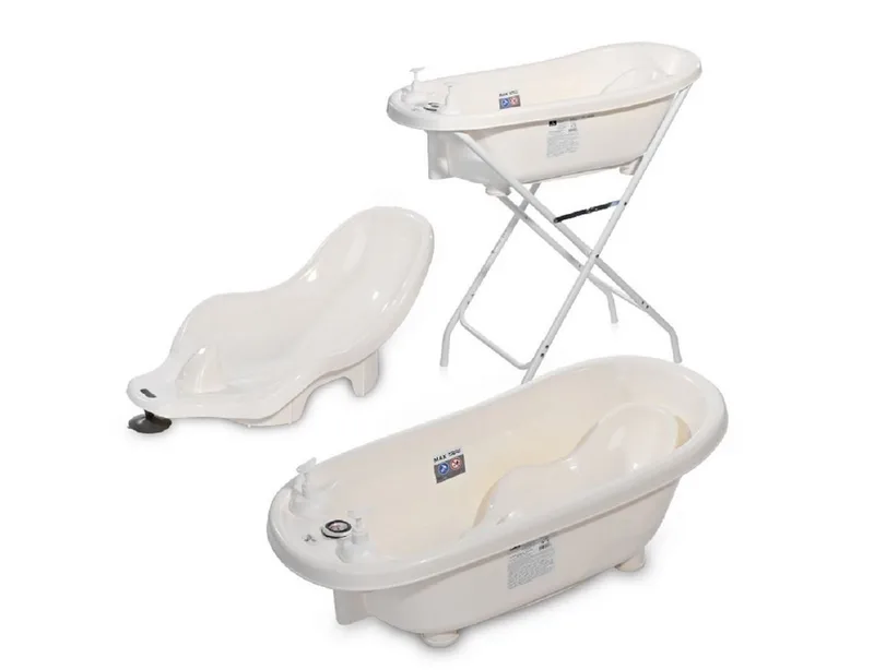 Babybadewanne Set-1013082, mit Badewannenständer, Badesitz, Wasserthermometer, Wasserablauf by Lorelli in Weiß – product photo