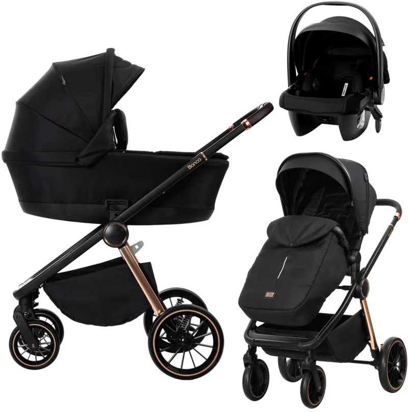 Bianca Black 3-in-1 Kinderwagen incl. i-Size Autostoel by Lorelli in Zwart – product photo