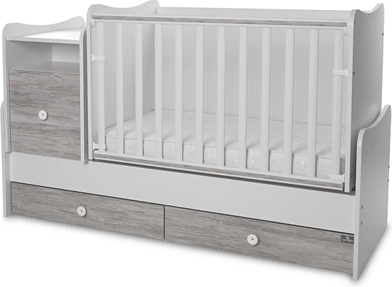 Trend Plus Lorelli combi ledikant 5 in 1 met schommel funtie - babykamer white / artwood van Lorelli in White/artwood – productfoto