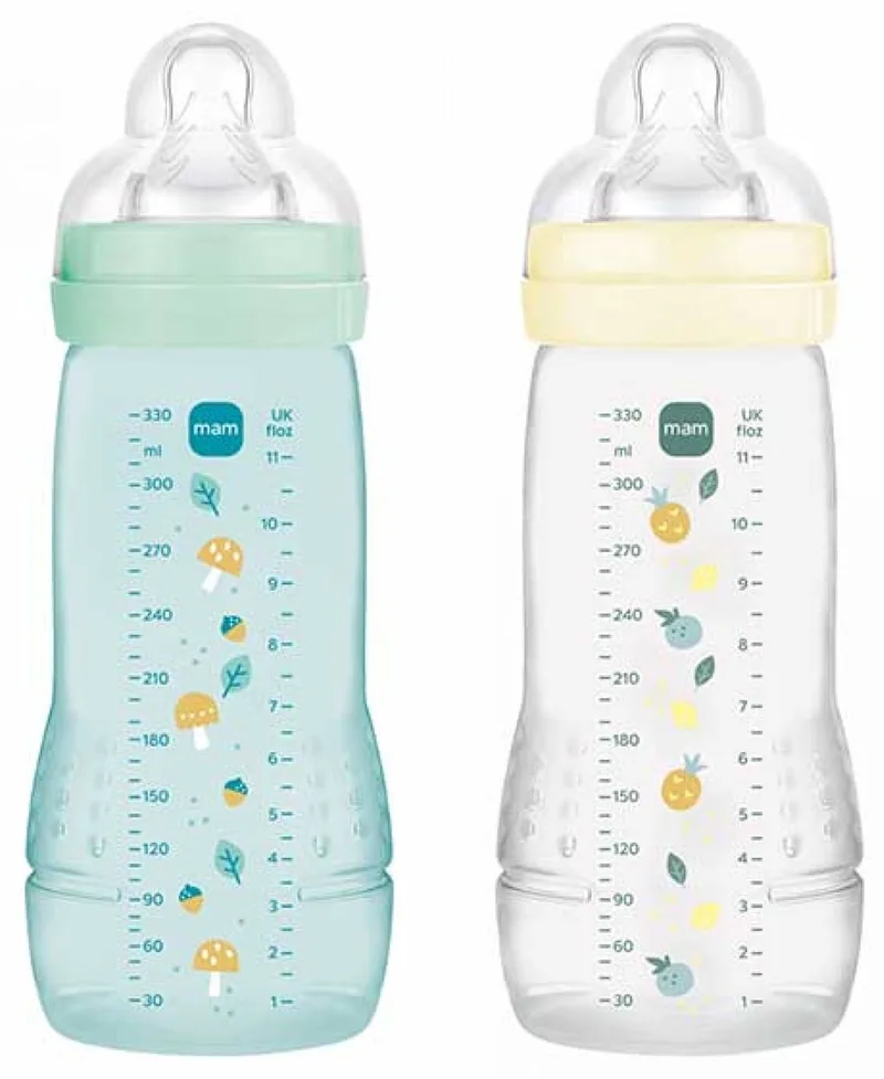 Easy Active 2 Zuigflessen 2e Fase 330 ml 6 Maanden en + Zeer Snelle Doorstroom (Kleur : Parel/Watergroen) by MAM in Parel – product photo