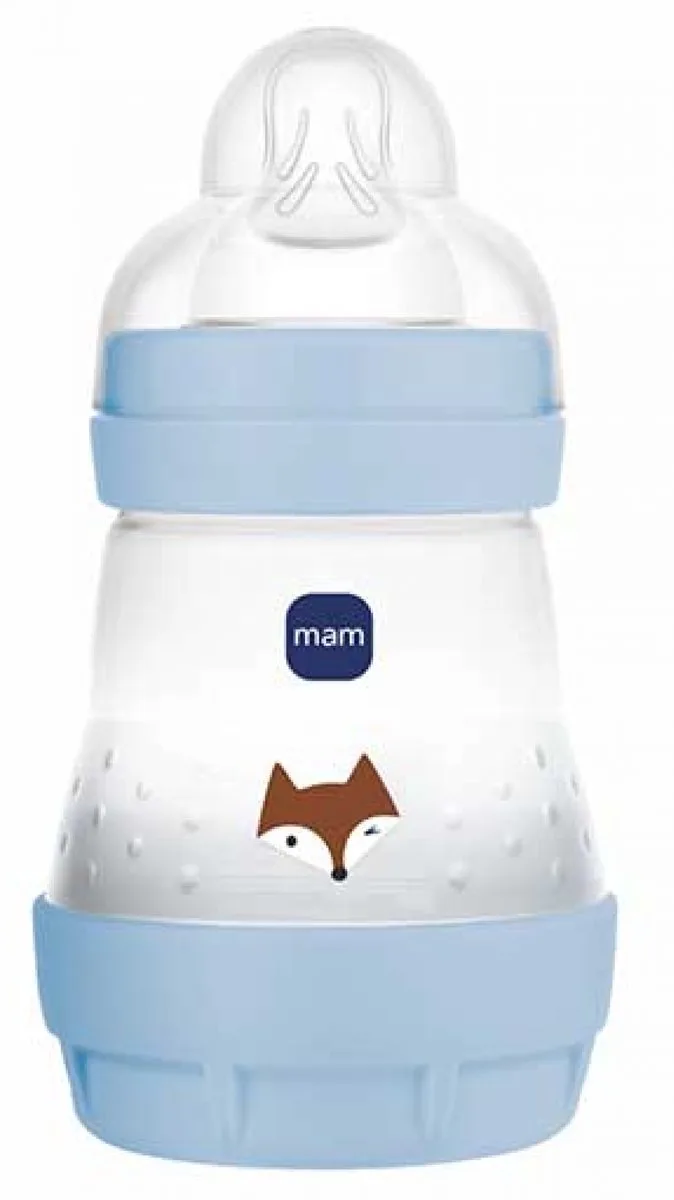 Zuigfles Easy Start 160 ml 0 Maanden en + Langzame Toevoer 1 (Kleur : Blauwe Vos) de MAM en Blauw – photo produit