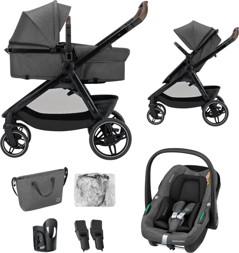 Zelia S Trio2 - Kinderwagen 3-in-1 - Vanaf 0 tot 4 jaar - Inclusief autostoeltje van Maxi-Cosi in Dark Grey – productfoto