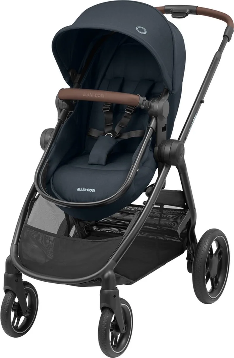 Zelia³ kinderwagen - (zwart frame + bruin leer) de Maxi-Cosi en Essential Graphite – photo produit