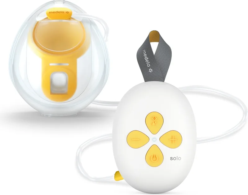 Solo Hands-Free borstkolf – Enkele Elektrische Handsfree Borstkolf – Draagbaar – Met oplaadbare accu by Medela in Transparant, wit, geel – product photo