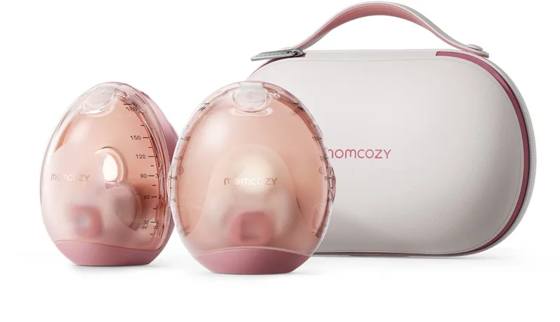 Air 1 – Handsfree Borstkolf – 2 Stuks – Elektrisch – App Ondersteuning – Ultra Dun by Momcozy in Roze – product photo