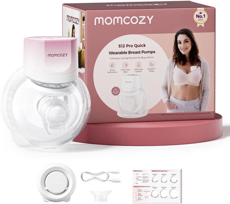 S12Pro Quick Handsfree Borstkolf - 1 stuk - Extra stil en compact - Elektrisch - Oplaadbaar - Roze/Wit - S12Pro+ by Momcozy in Roze – product photo