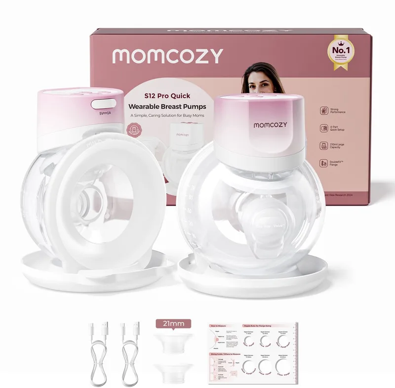 S12Pro Quick Handsfree Borstkolf - 2 stuks - Extra stil en compact - Elektrisch - Oplaadbaar - Roze/Wit - S12Pro+ van Momcozy in Roze – productfoto