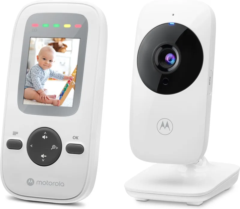 Babyfoon met Camera - Baby Monitor VM481 - Baby Camera met – 2,0‑Inch Kleurenscherm – Infrarood Nachtzicht – Digitale Zoom – LED Geluidsindicator – FHSS Connectie - 300M Bereik van Motorola in Wit – productfoto