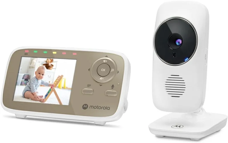 VM 483 - Babyfoon Video Baby monitor - 2.8 inch Ouder Unit - Infrarood - Digitale Zoom – Terugspreekfunctie van Motorola in Wit – productfoto