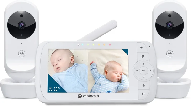 VM35-2 - Babyfoon met 5-Inch Gesplitst Scherm en 2 Camera's - Nachtvisie - Ingebouwde microfoon by Motorola in Wit – product photo