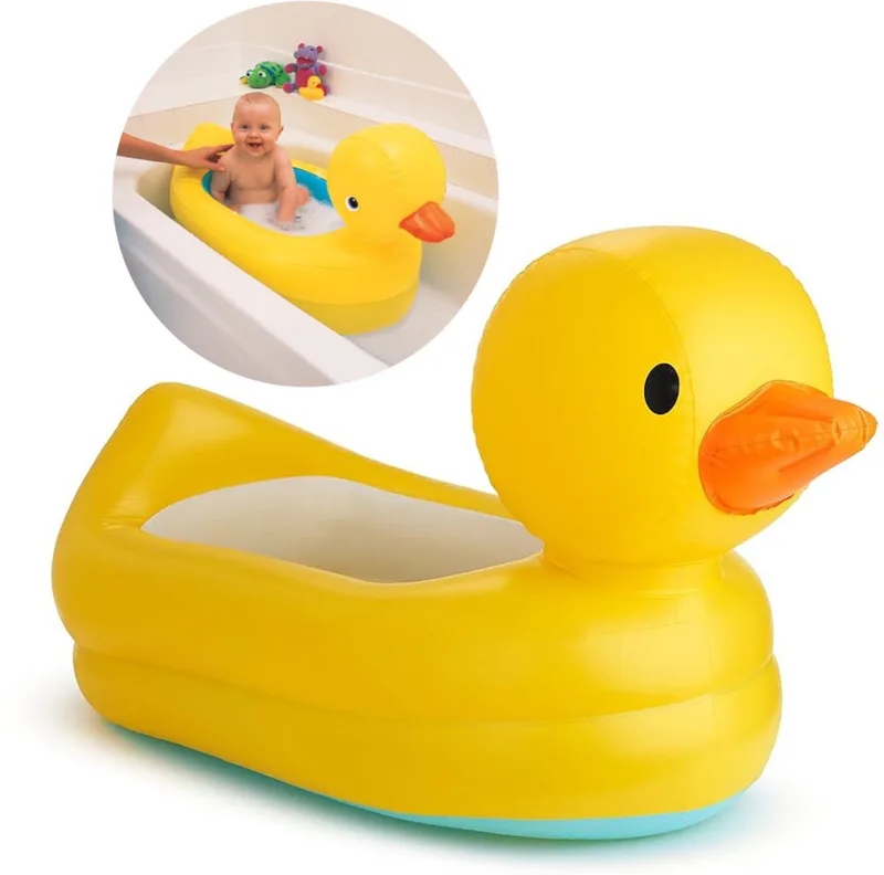 Babybadje - White Hot™ Duck Tub - Opblaasbaar Babybadje - Vorm van een Badeend - Kleurt mee met Temperatuur! - Vanaf 6 Maanden - 79 cm x 48 cm by Munchkin in Geel – product photo