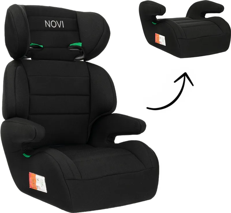 Charly Premium Autostoel - i-Size - Gordel - Zwart - Geschikt van 126 tot 150 cm van Novi Baby in Black – productfoto