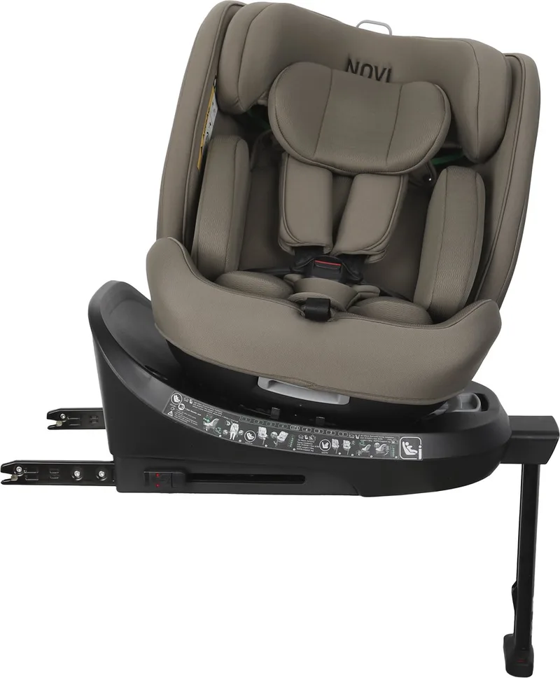 David 3.0 Premium Autostoel - I-Size - 360° draaibaar - Donker - Geschikt vanaf de geboorte tot 150 cm van Novi Baby in Taupe – productfoto