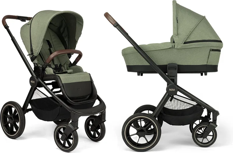 Nena Pro Kinderwagen - 2-in1 Kinderwagen - Melange - Geschikt vanaf de geboorte tot 22kg de Novi Baby en Groen – photo produit