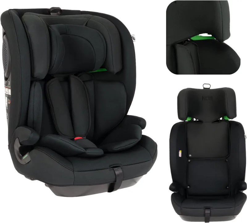 Novi Jules V2 Autostoel 76-150 cm – Groep 1/2/3 – Gordelbevestiging – Verstelbare Hoofdsteun – I-Size van Novi Baby in Zwart – productfoto