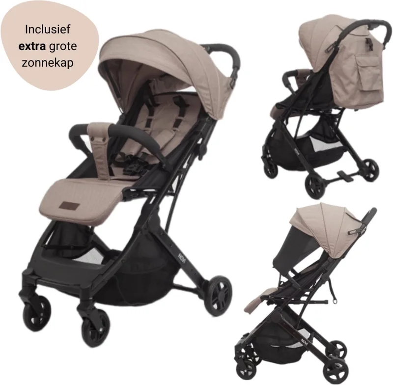 Travel Go Premium Solid Buggy - Geschikt vanaf circa. 6 maanden tot 22 kg - verstelbare rugleuning - Verstelbare voetensteun - Zitting ombouwbaar naar zomerzitje by Novi Baby in Hazel – product photo