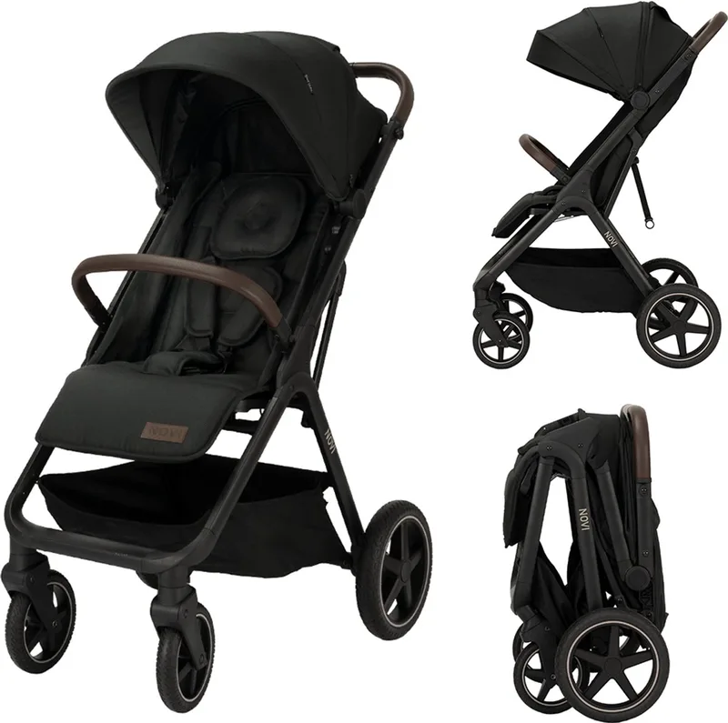 Xavi XL Premium - Solid - Buggy - Geschikt van 0 - 22 kg - Hoge duwstang van Novi Baby in Zwart – productfoto