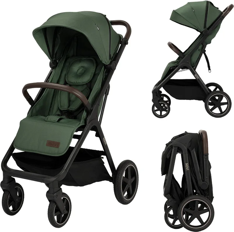 Xavi XL Premium - Solid - Buggy - Geschikt van 0 - 22 kg - Hoge duwstang van Novi Baby in Groen – productfoto