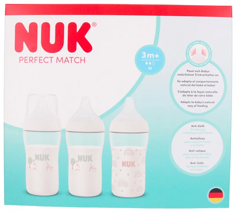 babyfles set - anti-koliek flessen 3x260ml - Rainbow Sheep. de NUK en Meerkleurig – photo produit