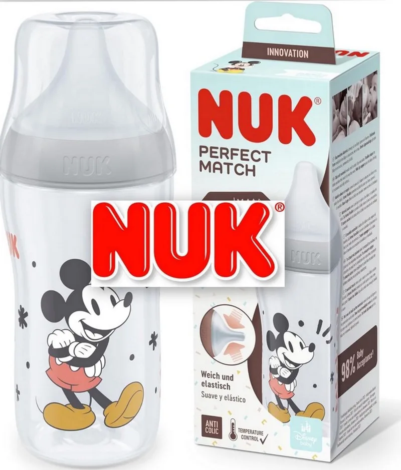 Disney Baby | Mickey Mouse | Perfect Match Babyfles | 3 m+ | 260 ml | 260 ml by NUK in Grijs – product photo