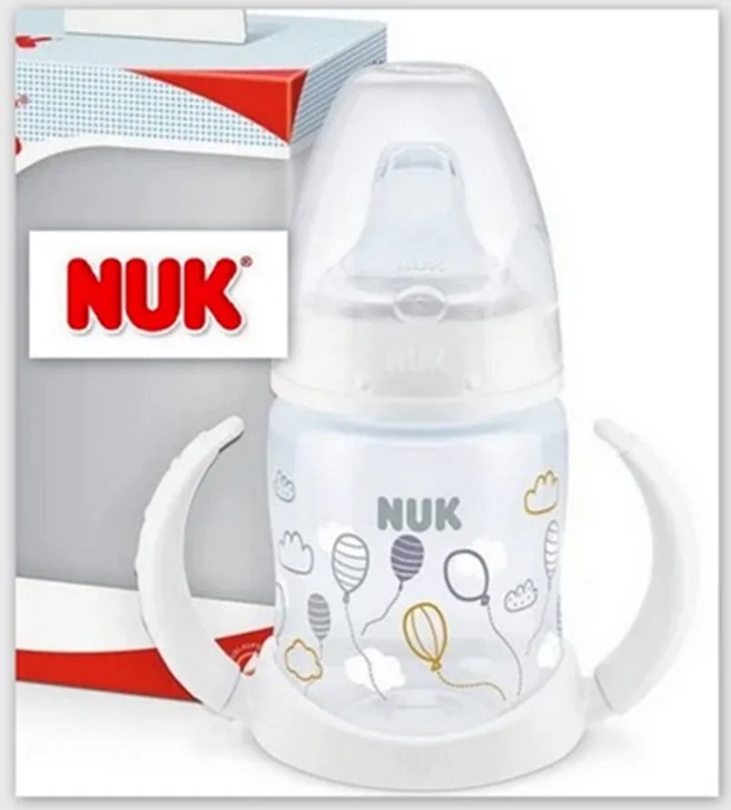 First Choice | Fles om te leren drinken | 150ml | 6-18maanden | ballonnen | 6-18 maanden van NUK in Wit – productfoto