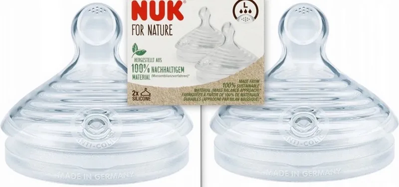For Nature | vervangende drinkzuiger voor babyfles | 2 stuks L by NUK – product photo