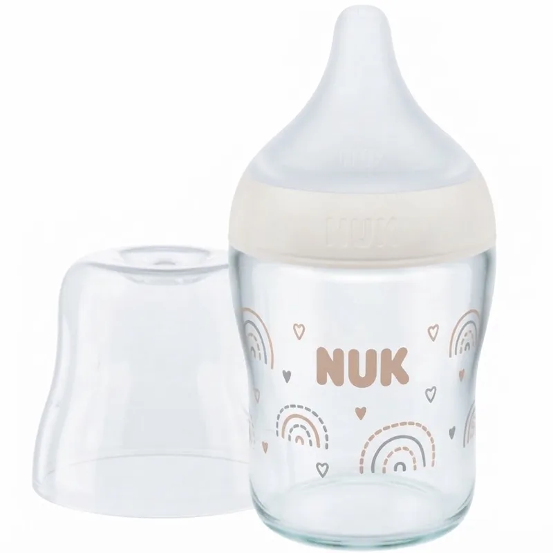 Glazen Babyfles 120ml met Temperatuurindicator - Zuigfles de NUK en Transparant – photo produit