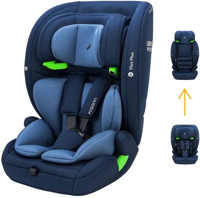 Flux Plus i-Size Autostoel 76-150 cm – R129 – Groep 1/2/3 – Autogordel – Verstelbare Hoofdsteun van Osann in Marineblauw gemêleerd – productfoto