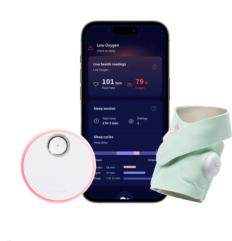 Dream Sock™ - Slimme Babyfoon die hartslag & zuurstof meet - Baby monitor die medisch gecertificeerd is voor baby's van 0 tot 18 maand van Owlet in Mint – productfoto