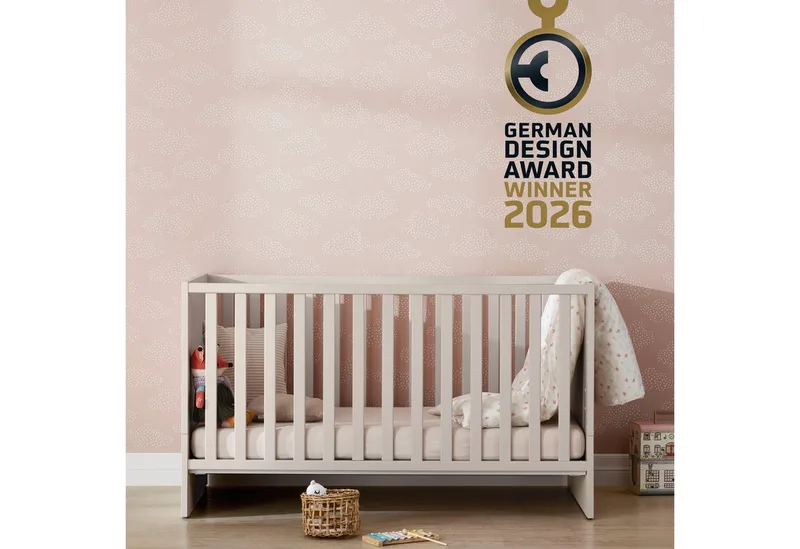 Babybett LITTLE SNU 70x140cm in Beige oder Weiß, umbaubares Kinderbett, Gitterbett 4-fach höhenverstellbar, entnehmbare Sprossen, Juniorbett van Paidi in Beige, braun – productfoto