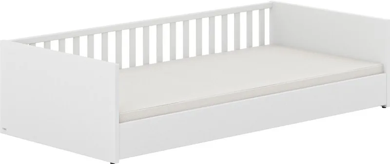 Kinderbett LITTLE FLO, vom Baby bis zum Teeni, in mehreren Farben und Breiten (Breite/Länge: 90x200cm + 120X200cm +140x200cm), umbaubar zum Kinder- oder Jugendbett, Bodenbett auch als Sofa nutzbar van Paidi in Weiß – productfoto