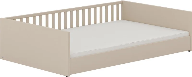 Kinderbett LITTLE FLO, vom Baby bis zum Teeni, in mehreren Farben und Breiten (Breite/Länge: 90x200cm + 120X200cm +140x200cm), umbaubar zum Kinder- oder Jugendbett, Bodenbett auch als Sofa nutzbar van Paidi in Beige – productfoto
