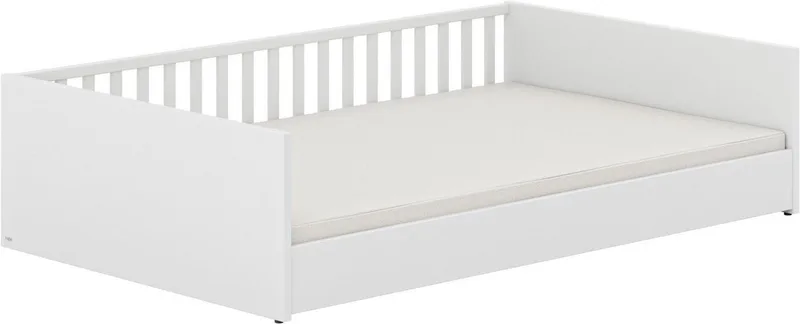 Kinderbett LITTLE FLO, vom Baby bis zum Teeni, in mehreren Farben und Breiten (Breite/Länge: 90x200cm + 120X200cm +140x200cm), umbaubar zum Kinder- oder Jugendbett, Bodenbett auch als Sofa nutzbar van Paidi in Weiß – productfoto