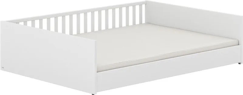 Kinderbett LITTLE FLO, vom Baby bis zum Teeni, in mehreren Farben und Breiten (Breite/Länge: 90x200cm + 120X200cm +140x200cm), umbaubar zum Kinder- oder Jugendbett, Bodenbett auch als Sofa nutzbar van Paidi in Weiß – productfoto