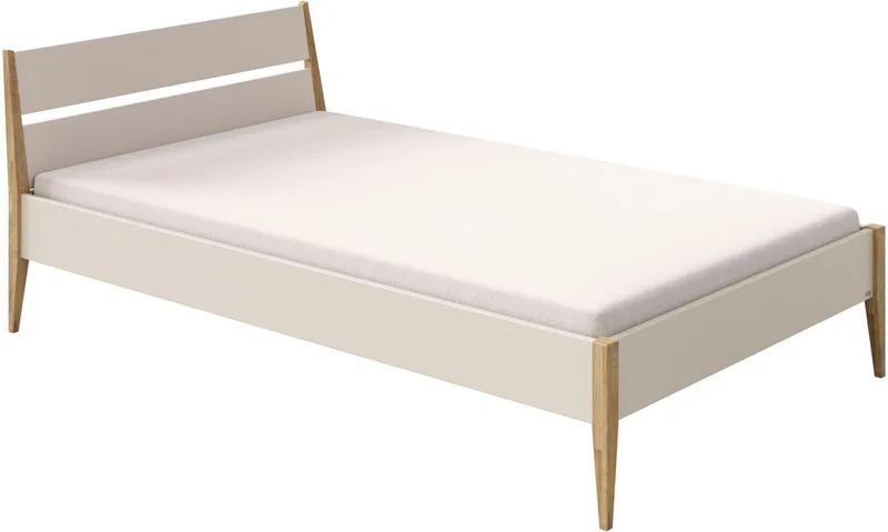 Kinderbett STIENE in verschiedenen Größen und Farben (90/120/140x200cm - Beige, Grau, Eiche massiv), Jugendbett mit Massivholz, pflegeleicht, langlebig, Jugendliege by Paidi in Beige, braun – product photo