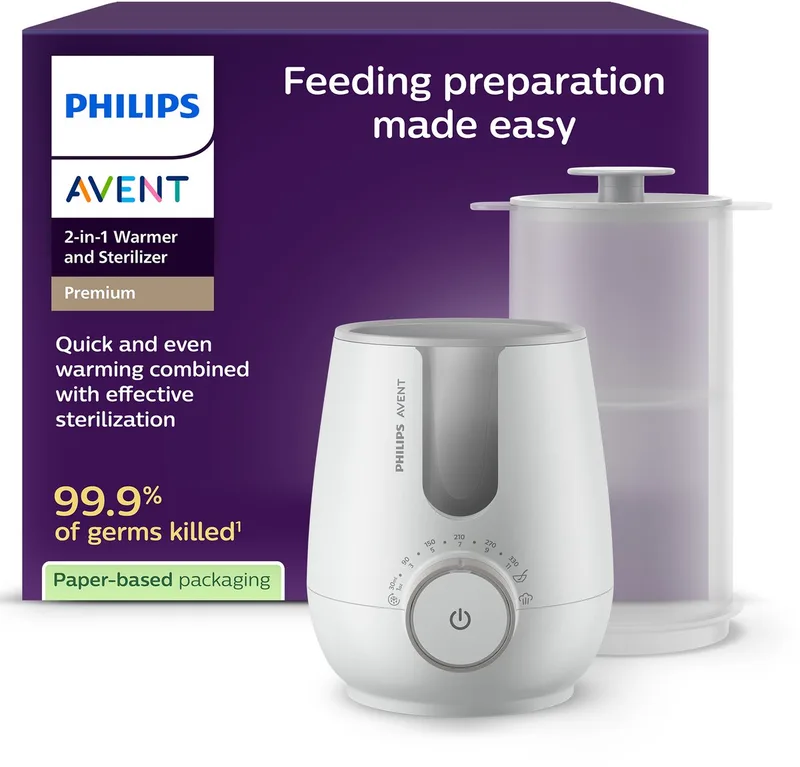 2-in-1 Flessenwarmer & Sterilisator – Snelle en veilige opwarming – 260 ml - SCF359/00 van Philips Avent in Wit – productfoto