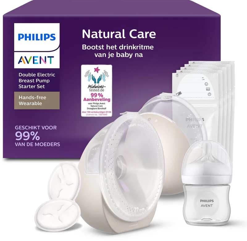 Natural Care - Borstkolf - Dubbel Elektrisch - Handsfree - Lekvrij - Draadloos - SCF495/21 van Philips Avent in Wit/Beige – productfoto