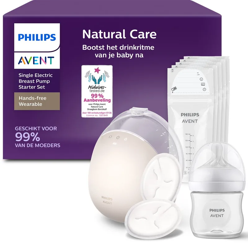 Natural Care - Borstkolf - Enkel Elektrisch - Handsfree - Lekvrij - Draadloos - SCF494/21 van Philips Avent in Beige wit – productfoto