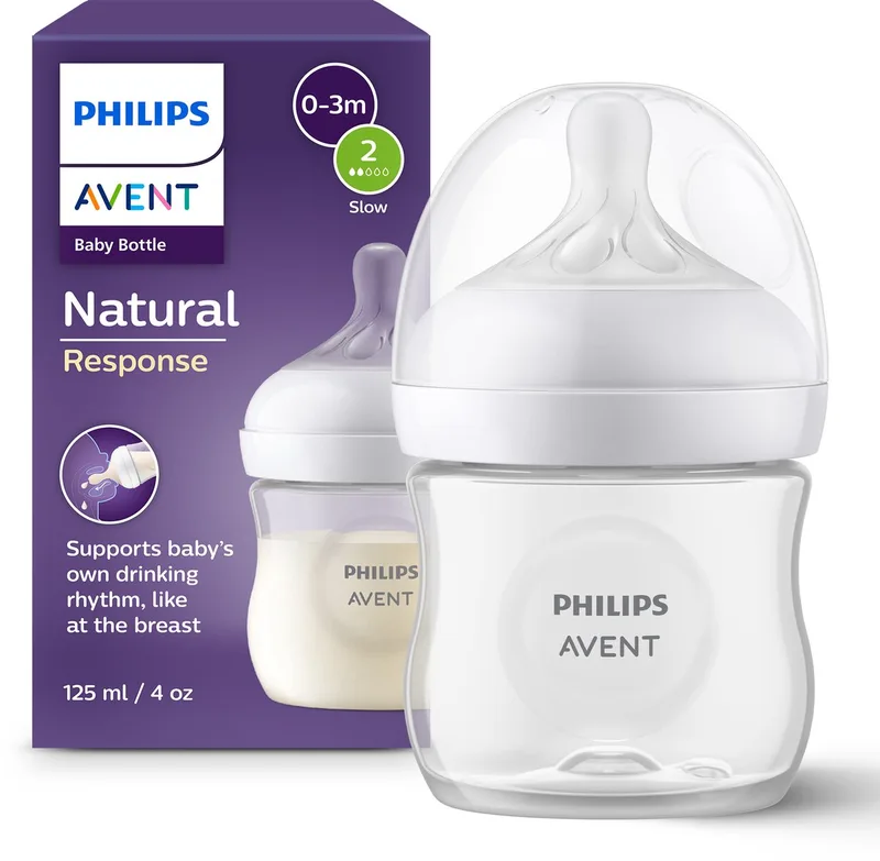 Natural Response babyfles – 125ml – flow 2 – 1 fles –Newborn - SCY900/01 van Philips Avent in Transparant – productfoto