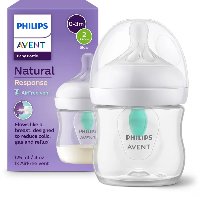 Natural Response Babyfles 125ml – Flow 2 –Antikoliek- 1 fles - Newborn - SCY670/01 van Philips Avent in Transparant – productfoto