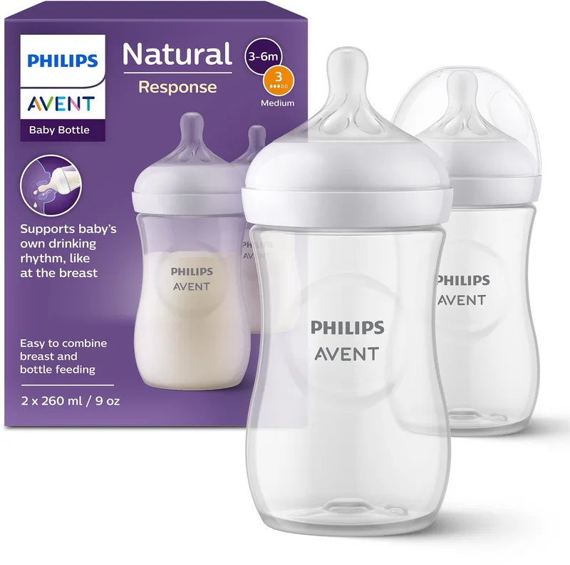 Natural Response babyfles - 2 stuks - 260ml - flow 3 - SCY903/02 de Philips Avent en Transparant – photo produit