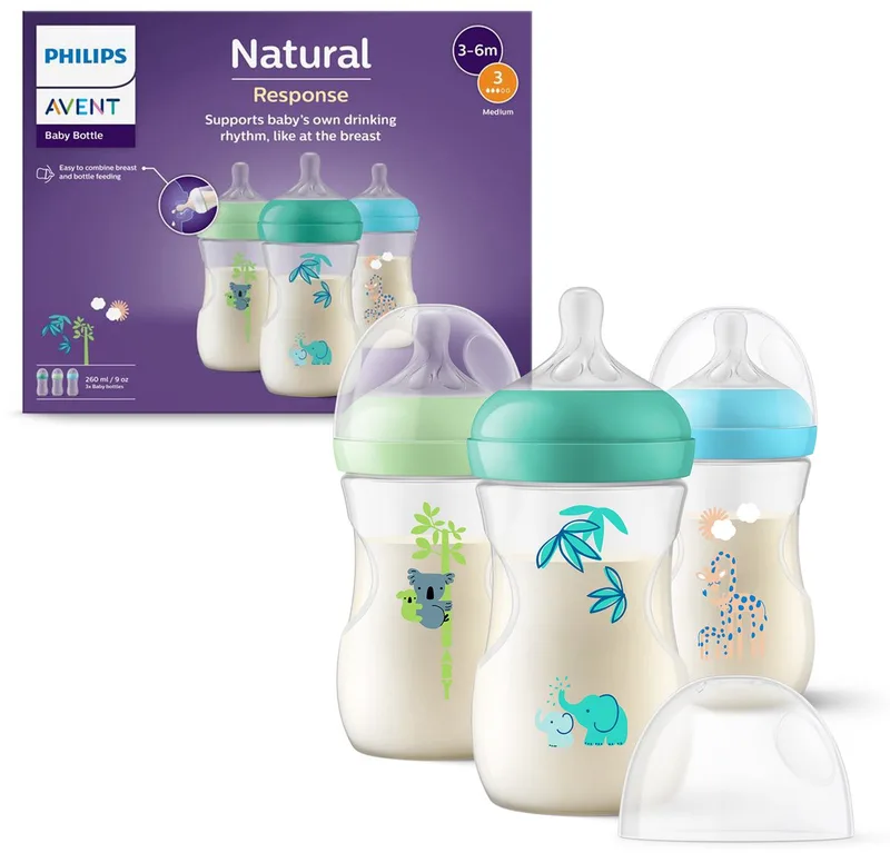 Natural Response Babyfles - 260 ml – flow 3 – 3 stuks - Decoratie - SCY903/72 van Philips Avent in Multi – productfoto