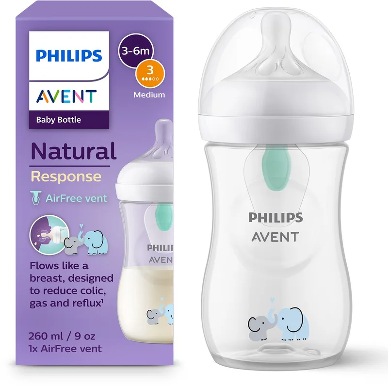 Natural Response babyfles 260 ml – Flow 3 - Olifant-1 fles - SCY673/81 van Philips Avent in Olifant – productfoto