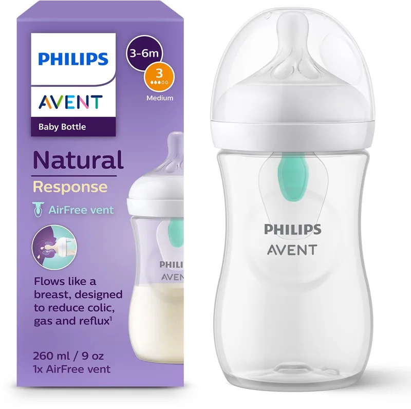 Natural Response babyfles 260ml – Flow 3 - Anti-koliek- 1 fles - SCY673/01 van Philips Avent in Transparant – productfoto